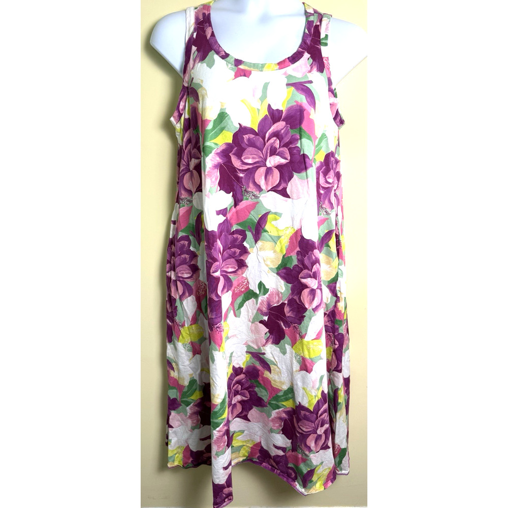 Soft Surroundings maxi dress Pink Floral 1X sleeveless Vacation resortwear